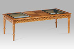 FW-1243 - Konferenčný stolík, masív, MDF, dub, číre sklo
