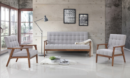 Sedacia súprava PETRA 3+1+1 svetlo šedá/orech