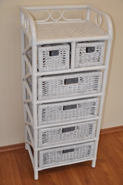 Ratanová komoda 4+2 zásuvky biela