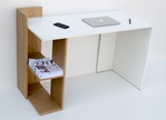 Pracovný stôl Omen SHELF, farba sonoma / biela