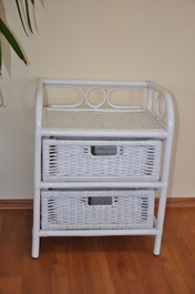 Ratanová komoda 2 zásuvky ratan biela