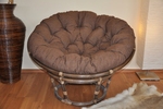 Ratanový papasan 110 cm hnedý polster hnedý melír