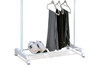 ABD-1213 WT - Stojan na šaty dvojramenný s odkladačom, biela farba, kov / plast, chróm