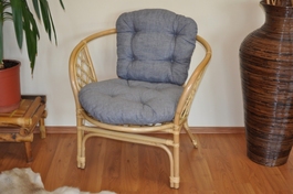 Ratanové kreslo Bahama medové polster šedý melír