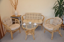 Ratanová sedacia súprava Bahama medová veľká polstre béžový melír