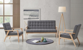 Sedacia súprava PETRA 3+1+1 tm. šedá/biela lazúra