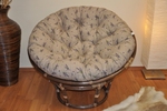 Ratanový papasan 110 cm hnedý polster levandule