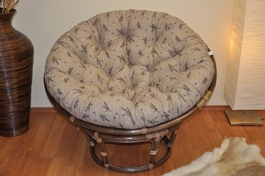 Ratanový papasan 110 cm hnedý polster levandule
