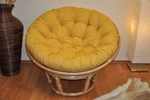 Ratanový papasan 110 cm medový polster žltý melír