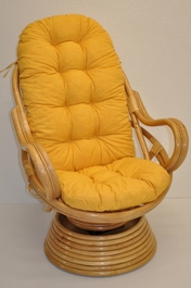 Ratanové hojdacie kreslo Swivel medové polster žltý melír