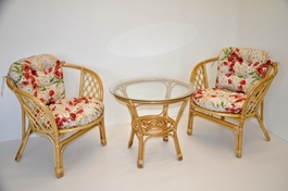 Ratanová sedacia súprava Bahama malá medová polstre motív vlčej maky