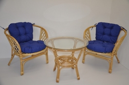 Sedacia súprava Bahama malá medová podušky tmavomodrý melír