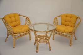 Ratanová sedacia súprava Bahama malá medová polstre žltý melír