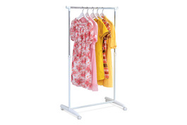 ABD-1201 WT - Stojan na šaty, jednoramenný, biela barva, kov / plast, chrom