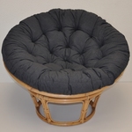 Ratanový papasan 110 cm medový polster tmavosivý melír