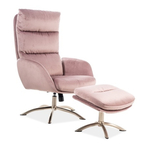 Čalúnené kreslo s podnožkou MONROE VELVET staroružová/leštená oceľ