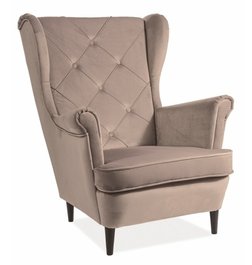 Čalúnené kreslo LADY velvet béžová/wenge