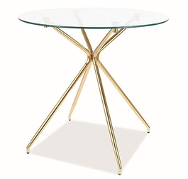 Jedálenský stôl AZALIA 80 priehľadné sklo sklo/zlatá