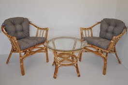 Ratanová sedacia súprava Subaliu - polstre šedý melír