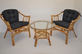 Ratanová sedacia súprava Subaliu - polstre tmavosivý melír