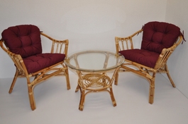 Ratanová sedacia súprava Subaliu - polstre vínový keper