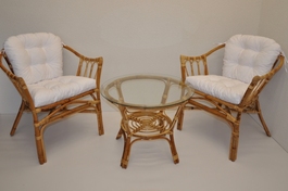 Ratanová sedacia súprava Subaliu - polstre biely keper