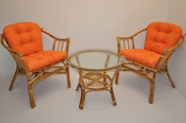 Ratanová sedacia súprava Subaliu - polstre oranžový melír