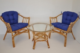 Ratanová sedacia súprava Subaliu - polstre tmavomodrý melír