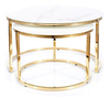 Konferenčné stolíky 2 ks MUSE zlatý kov/ biely mramor