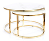 Konferenčné stolíky 2 ks MUSE zlatý kov/ biely mramor