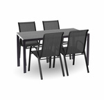 Jedálenský set VIGO L antracit + 4x stolička VALENCIA 2 čierna
