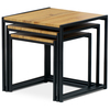 AF-3003 OAK - Set 3 ks odkladacích stolíkov, MDF, dekor divoký dub, kov, čierny lak