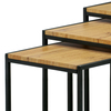 AF-3003 OAK - Set 3 ks odkladacích stolíkov, MDF, dekor divoký dub, kov, čierny lak
