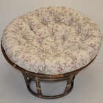 Ratanový papasan 110 cm hnedý polster motív vtáky