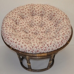 Ratanový papasan 110 cm hnedý polster motív ruže