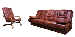 Sedacia súprava ERIKA BL 3+1 koža S42/drevo rustikal