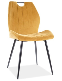 Jedálenská čalúnená stolička CORA VELVET žltá curry/čierna