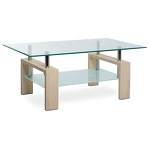 AF-1020 OAK - Konferenčný stôl, číre/mliečne sklo, MDF, 3D dekor biely dub