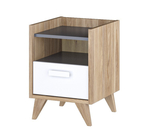 Nočný stolík MOYA dub castello/sivá/biela