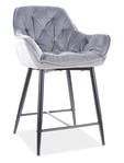 Barová čalúnená stolička BERI velvet šedá/čierna