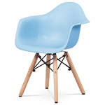 CT-999 BLUE - Detská stolička, svetlo modrá plastová škrupina, nohy masív buk, prírodný odtieň