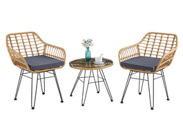 Záhradný set VARDEN (1x stôl + 2x kreslo) hnedý