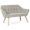AK-322 SIL2 - Dvojmiestna sedačka, poťah šedobéžová látka, drevené nohy, masív kaučukovník