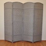 Paraván povrázkový štvordielny farba svetlo šedá