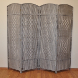 Paraván povrázkový štvordielny farba svetlo šedá