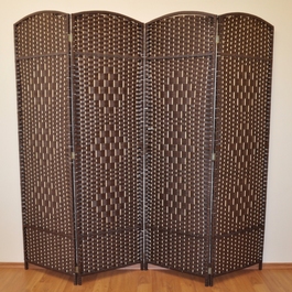 Paraván povrázkový štvordielny farba tmavo hnedá