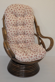 Ratanové hojdacie kreslo Swivel hnedé polster motív ruže