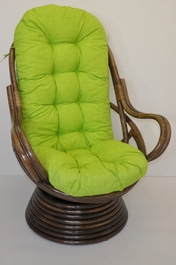 Ratanové hojdacie kreslo Swivel hnedé polster svetlo zelený melír