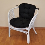 Ratanové kreslo Bahama biele polster čierny keper