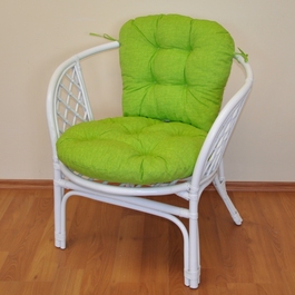 Ratanové kreslo Bahama biele polster svetlo zelený melír